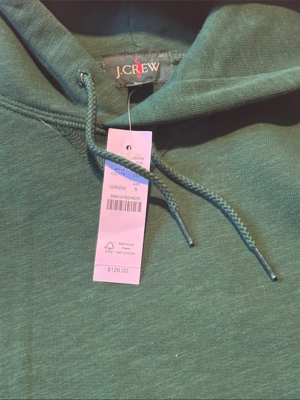 J. Crew Men's Green Pullover Hoodie